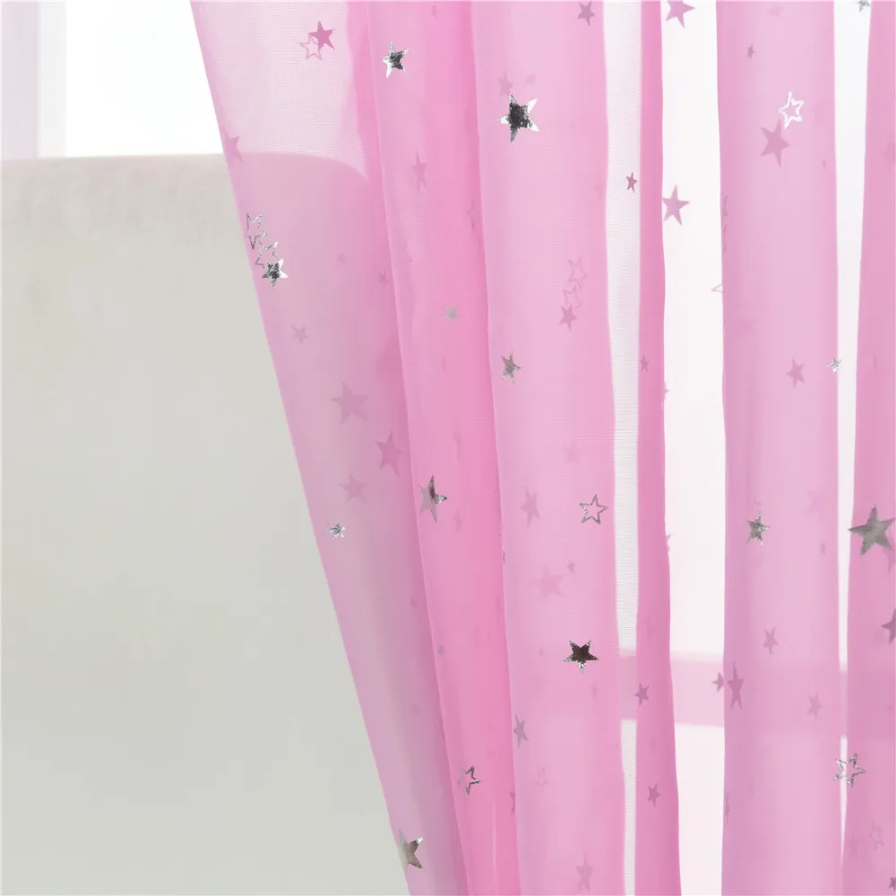 Розовая Блестящая серебряная звезда, тюль, занавески для гостиной, одноцветная готовая занавеска, занавески на окно, отвесные занавески для спальни 123& 30