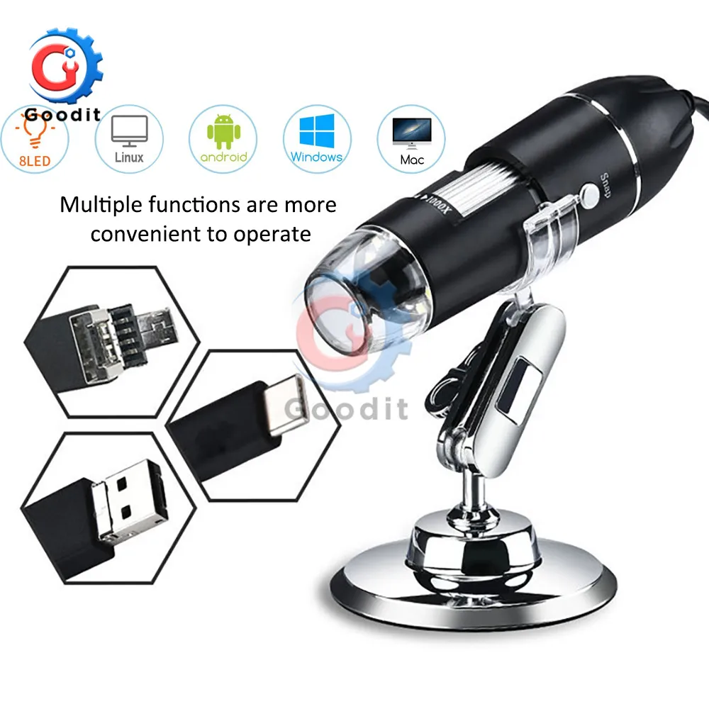 Portable Digital Microscope with Adjustable Magnification and LED Illumination