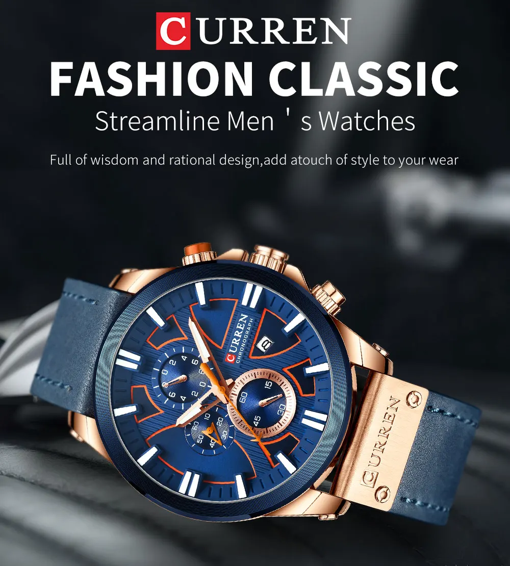 Relogio Masculino CURREN Fashion Creative Quartz Watch Men Date Watches Casual Business Wrist Watch Male Clock Montre Homme