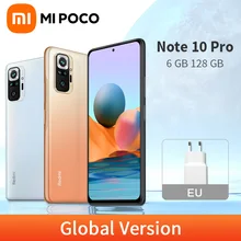 In Stock Global Version Xiaomi Redmi Note 10 Pro 6GB 128GB 108MP Quad Camera Snapdragon 732G Cellphone 120Hz AMOLED 33W Charging