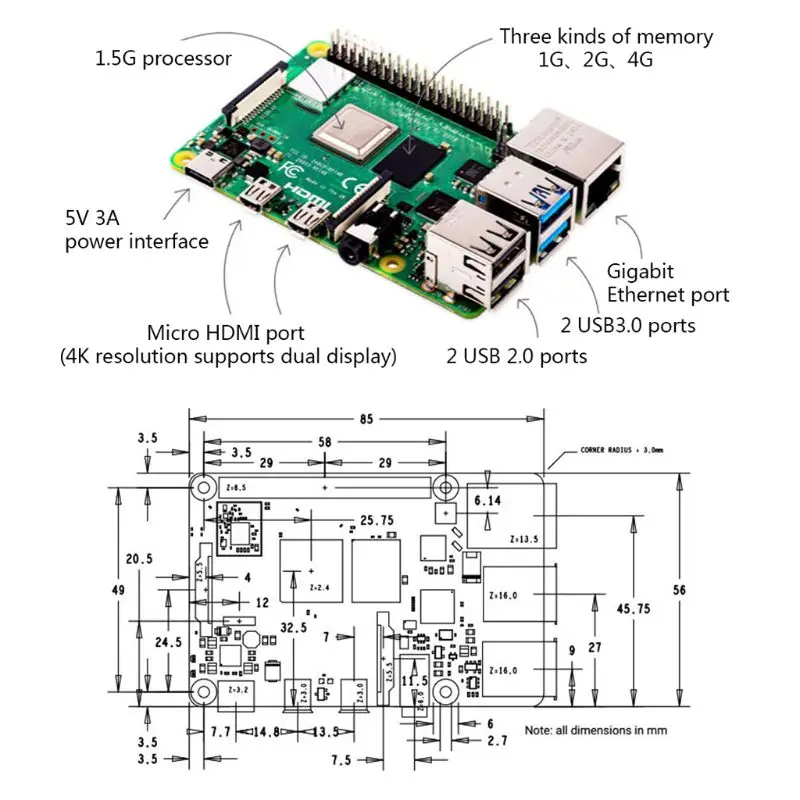 Макетная плата радиатора офисный компьютер процессор компоненты для Raspberry Pi 4B