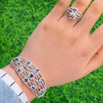 

Missvikki Luxury Bridal Wedding Bangle Earrings Ring Jewelry Set Full Cubic Zirconia Ladies Sister Mother Anniversary Gift 2020