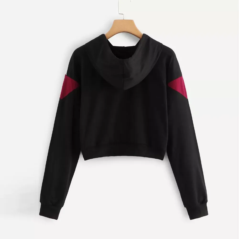 Женская толстовка с капюшоном однотонная блузка длинным рукавом топы пуловер