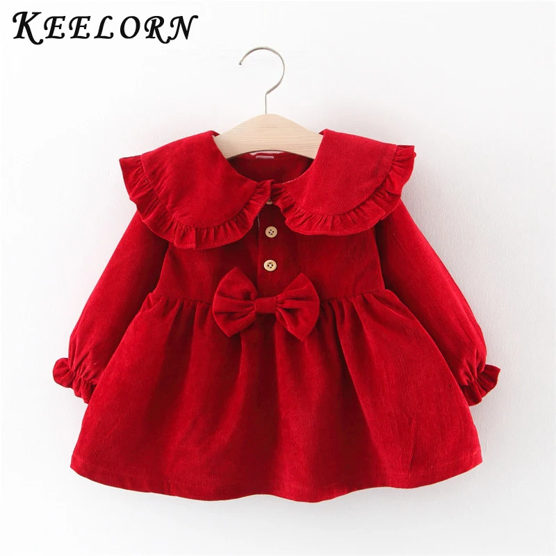 Keelorn/ г. Зимнее платье с длинными рукавами для маленьких девочек платье на крестины, день рождения, От 0 до 2 лет для новорожденных детская повседневная одежда