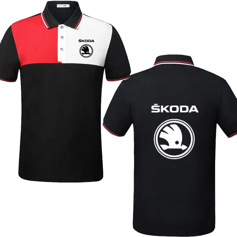 

Hot sale Colorblock Men's polo shirts short sleeve Skoda car logo print Summer Casual Breathable Men's T-shirts fashion Mens