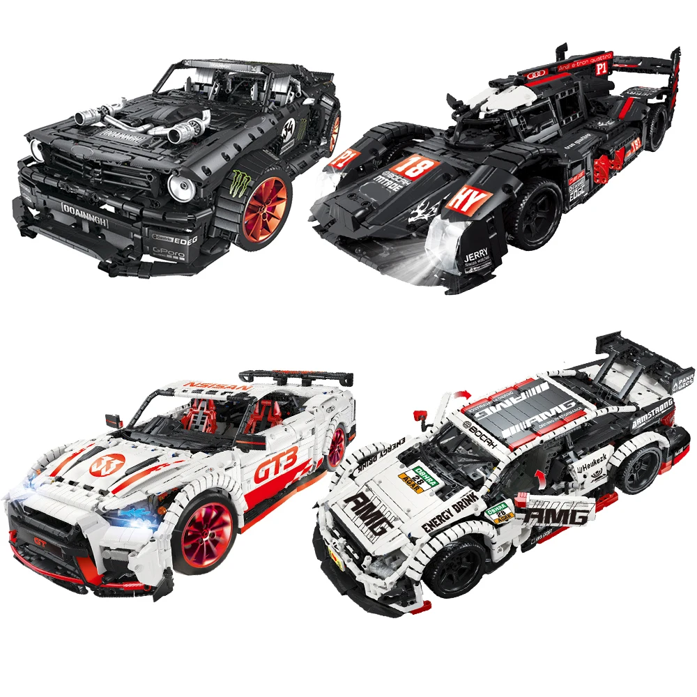 

23012 Ford Mustang Hoonicorn RTR V2 Racing Car with power function led light Technic 20102 MOC-22970 building block bricks Kids