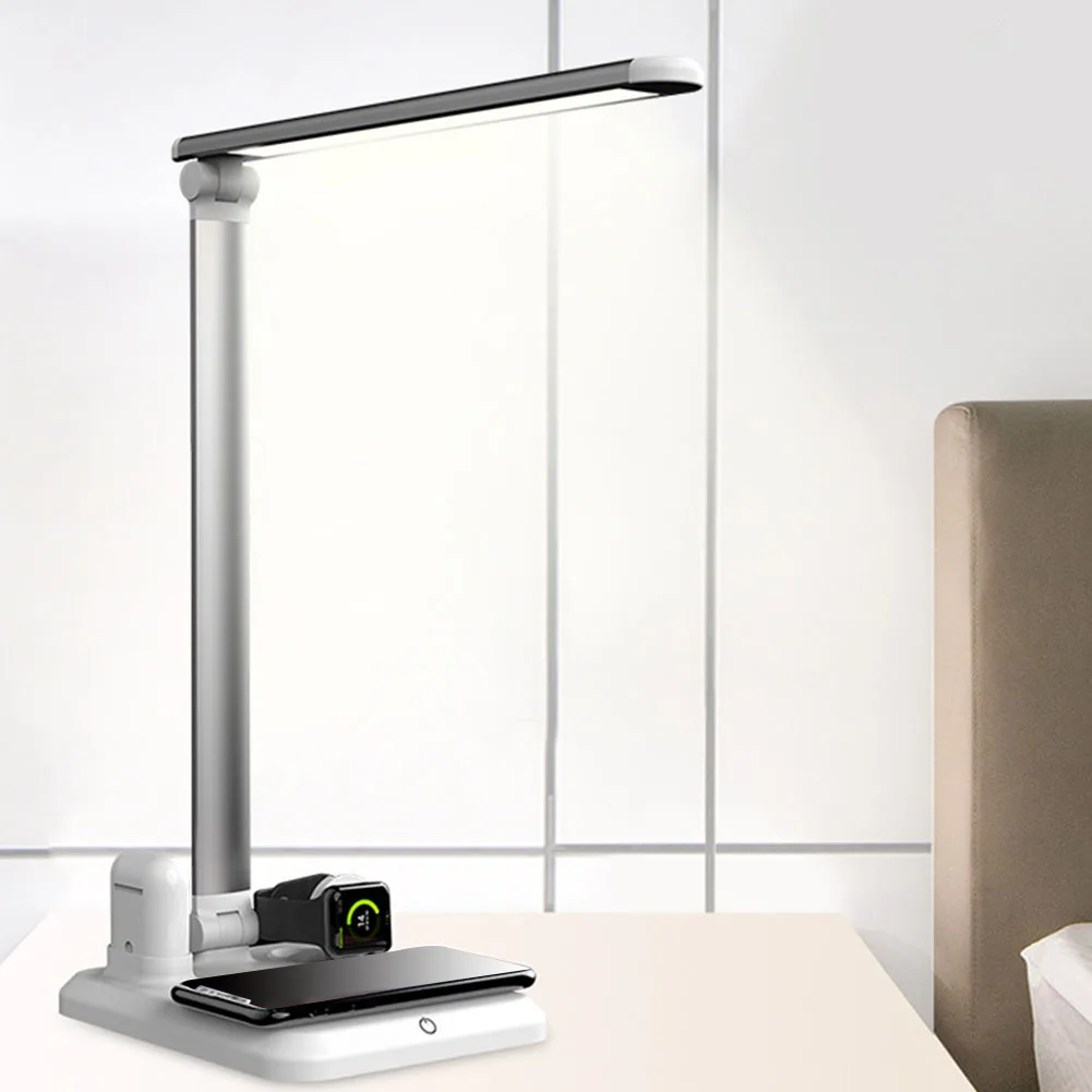 

4 In 1 Earphone Smartphone Watch Led Multifunction Touch USB Wireless Charger ABS Luminaria Reading Folding Table Desk Lamp