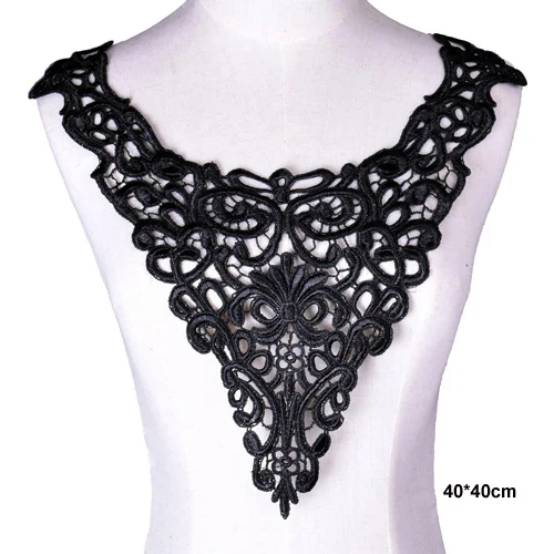 Organza Noir Broderie Venise Dentelle Présidence Décolleté Col