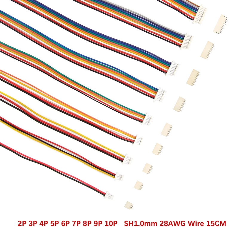 10 шт./набор, SH-1.0mm 28AWG соединители проводов 2,54 мм 2/3/4/5/6/7/8/9/10Pin мужской и женский разъем PCB с 15 см линии