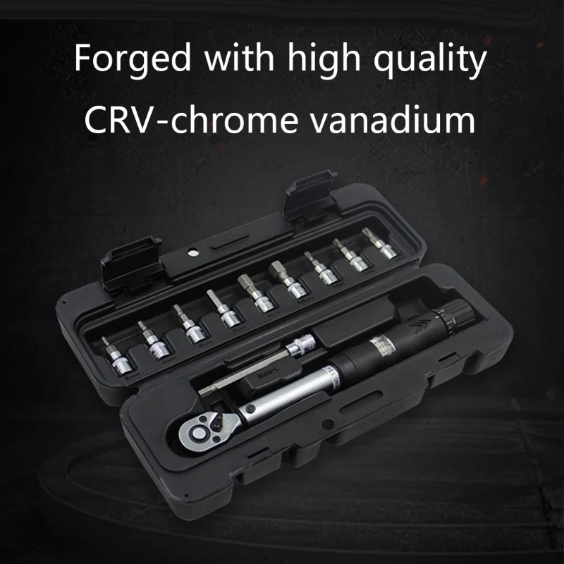 

10/11pcs 1/4\" 2-14Nm Adjustable Torque Wrench Spanner Bicycle Repair Tools Kit N84C