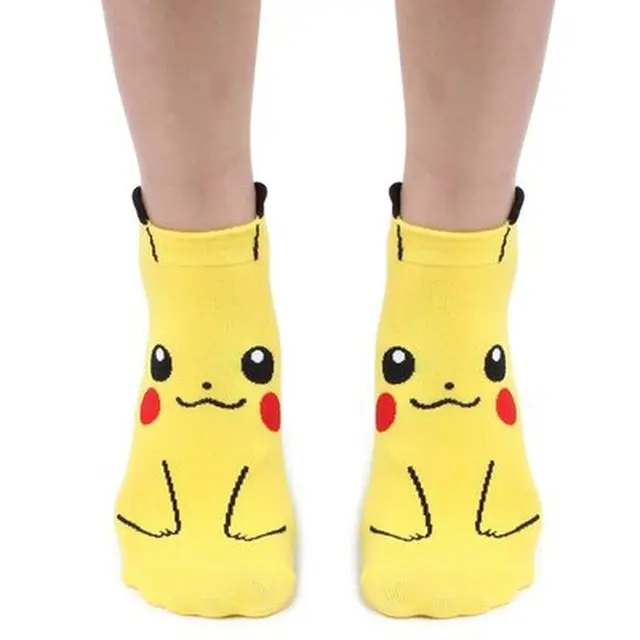 Pokemon Cute Anime Figures Psyduck Pikachu Sock for Children Go Cosplay Props Accessories Socks Print Cartoon Ankle Sock Short 4