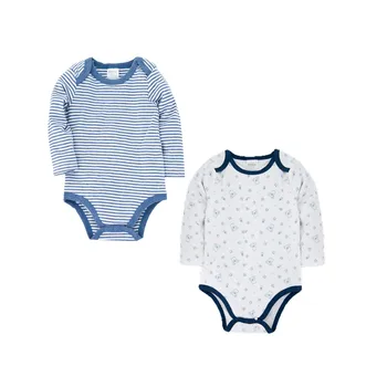 

Kavkas Cotton New Born Bodysuits 2PCS/Lot Blue Striped Baby Girl Boy Jumpsuit Ropa Bebe Long Sleeve Infant pyjamas Bebe 0-12M