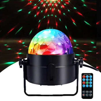 

Remote Control LED Crystal Magic Rotating Ball 3W RGB Mini Stage Effect Lights Music Disco Light Christmas KTV Party