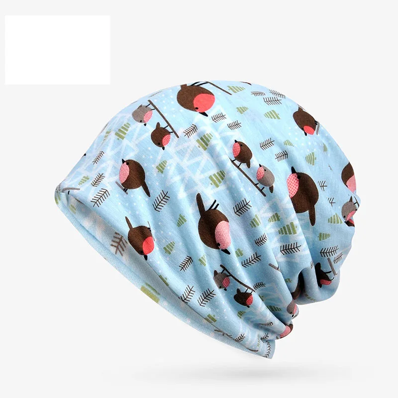 Ла ew женские головные уборы Skullies Beanies turban Шапки милые, с рисунком в виде птичек; Кепки Повседневное наружная шапка Для женщин шарф Головные уборы модная одежда для девочек Кепки
