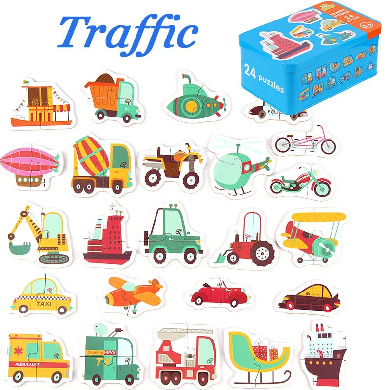 traffic Детская игрушка раннее образование мультфильм сопряжение головоломки игры дети обучения карты деревянные игрушки для детей Дети Развивающие игрушки подарки мальчик - Цвет: traffic