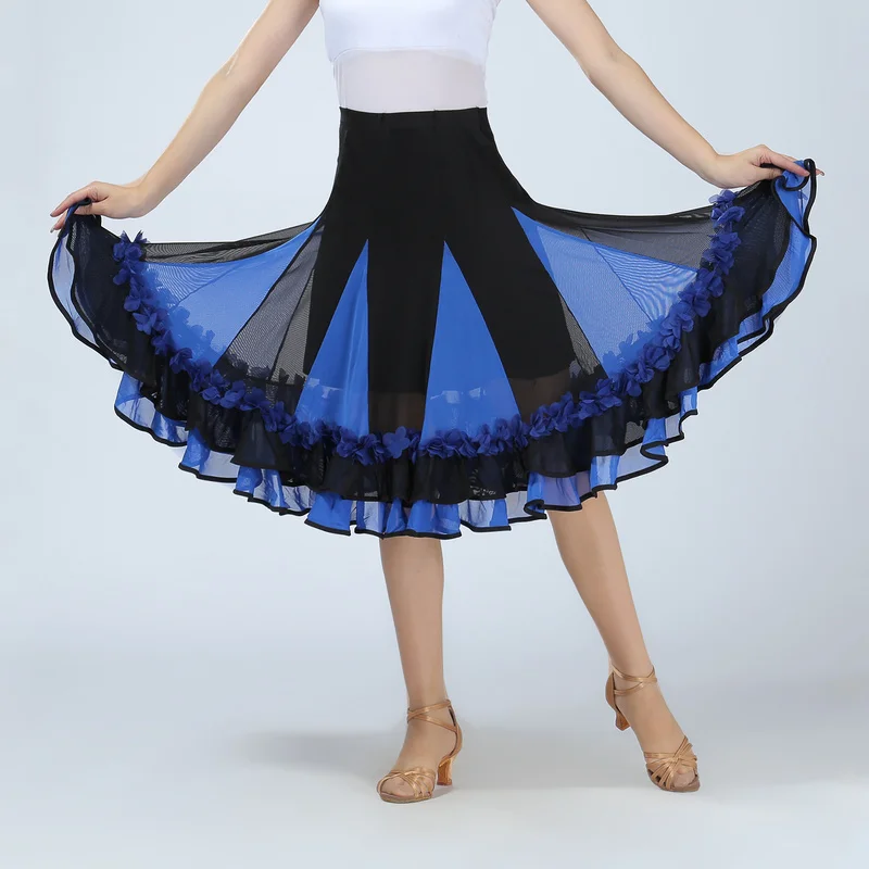 

Lady Flamenco Ballroom Waltz Practice Dance Skirt Big Swing Modern Costume for Women