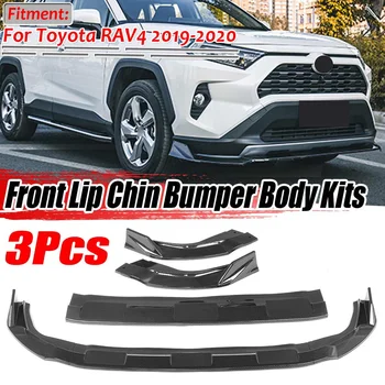 

3 Piece Car Front Bumper Splitter Lip Chin Body Kit Bumper Diffuser Spoiler Protector Deflector Lips For Toyota RAV4 2019-2020