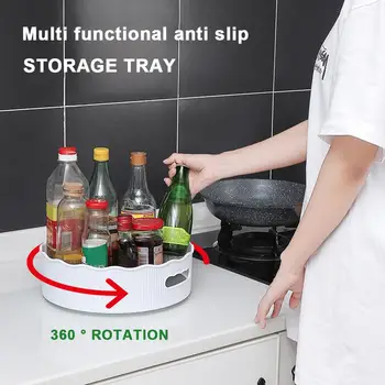 

Non-Slip Rotating Storage Tray Fruit Snack Dried Storage Plate Multifunctional Plastic Desktop Organizer For Kitchen Bathroom