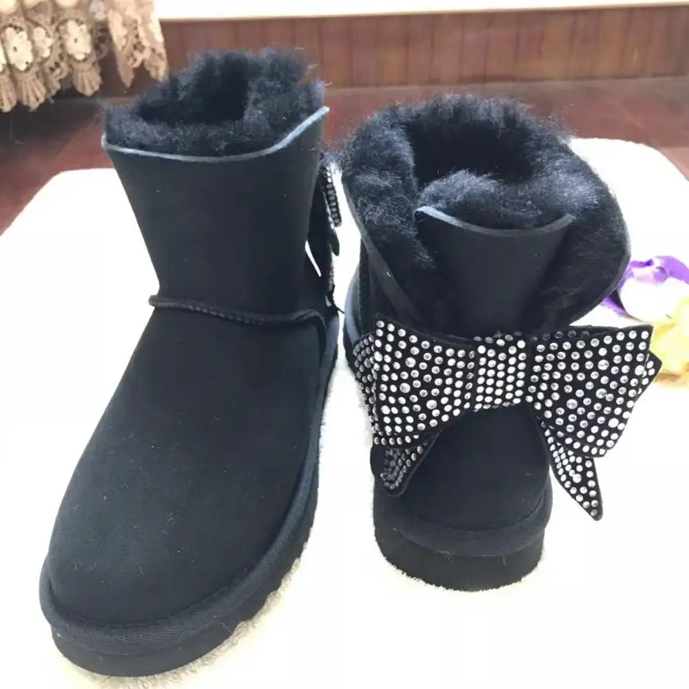 2020 Fashion Real Sheepskin Women's Winter Classic Woman Snow Boots Mid Calf Genuine Sheepskin Women Boots Women Shoes
