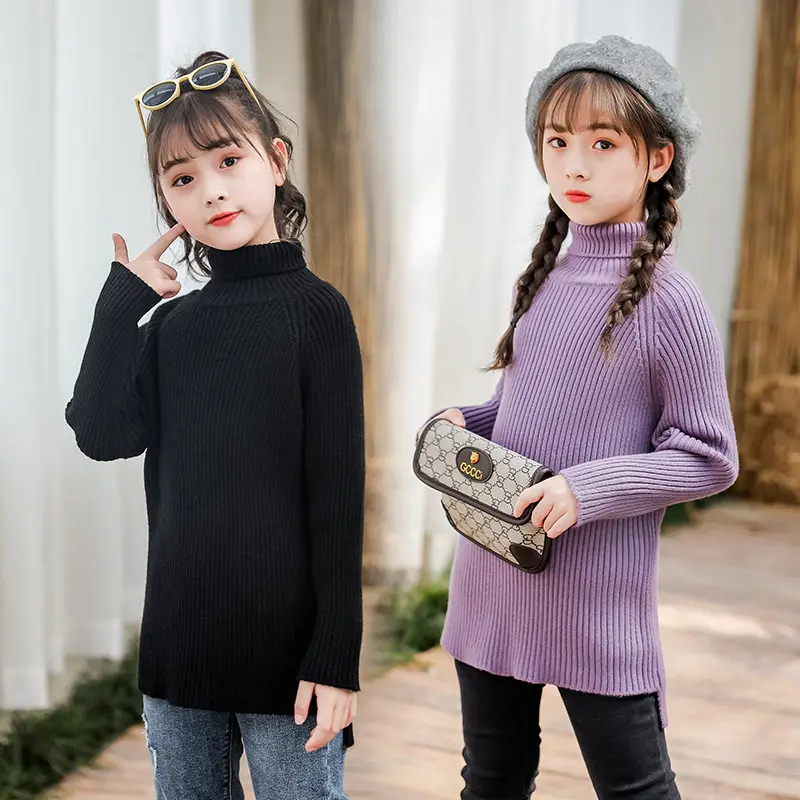 Koreaanse Stijl Kids Coltrui Voor Meisjes Gebreide Coltrui Zwart Beige Paars Gember Kleur Kwaliteit AliExpress