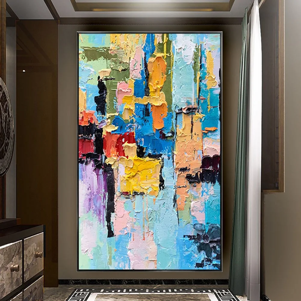 

Abstract Color Canvas Paintings Nordic Modern Indoor Wall Art Hand-Painted Knife Thick Oil Texture Oil Painting For Home Decor