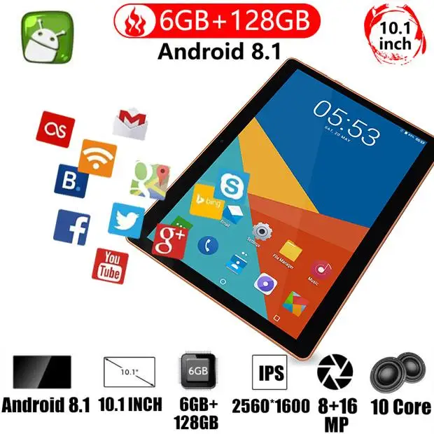 

Tablet 10.1 inch 10 Core 8GB RAM 128GB ROM android 10.0 tablet PC 4G/wifi with 8mp+13mp camera