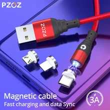 PZOZ Micro USB Tipo de Cabo C Ímã Magnético Carregamento Rápido Carregador Microusb USB C Typec Para o iphone X Xs Móvel cabos de Dados do telefone