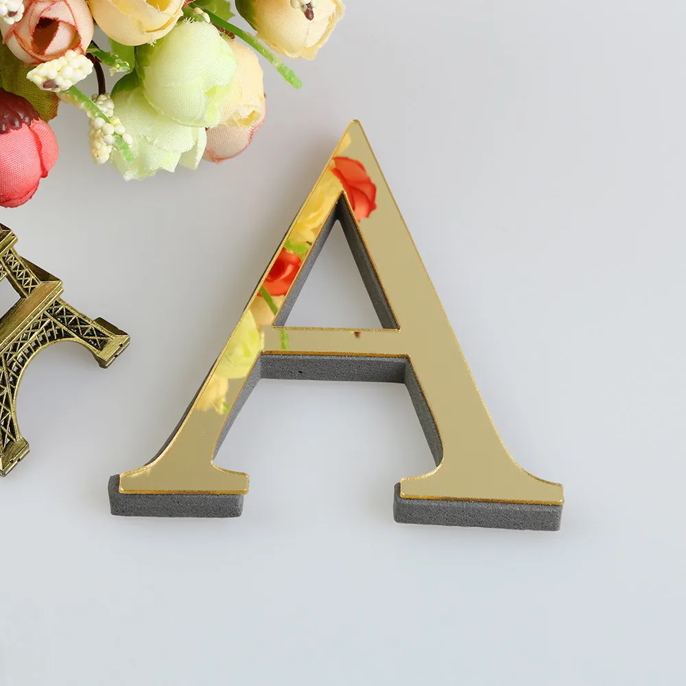 New 3D Letter Wall Sticker DIY Name Logo Wedding Love Letters Mirror Decoration Alphabet English Decor Art Mural | Дом и сад