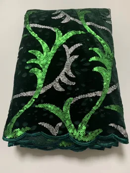 

Latest African Laces 2019 Green Silver Lace Embroidery Lace Fabric Mesh Lace Trim Bridal Lace With Sequins For Nigerian Dress