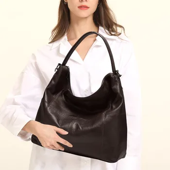 

Women 100% Genuine Leather Handbags Top Grade Soft Natural Skin Daily Bag Big Capacity Women Shoulder Bags High Quality Handbag