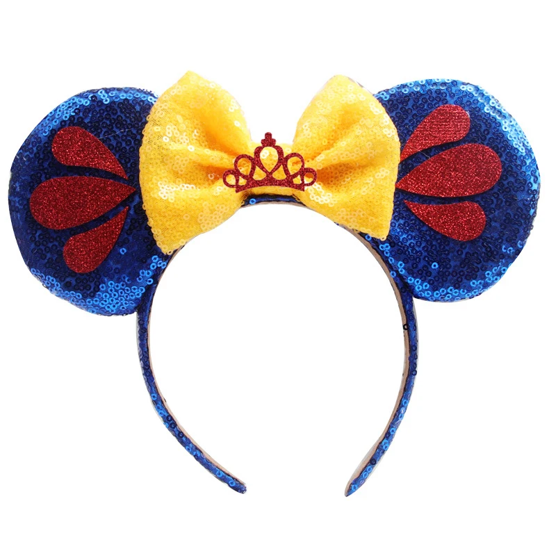 Frozen Mickey Mouse Ears Headband with Crown Snowflake Headwear Performance Party Decoration Christmas Hair Accessories
