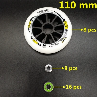 white-black 110 mm Скоростные коньки колеса 100 мм 110 мм 8 шт./лот - Цвет: white-black 110 mm