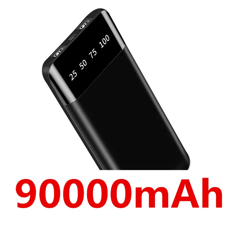 90000mAh Slim Power Bank Portable Charger External Battery Pack Powerbank For iPhone 12Pro Xiaomi Huawei Samsung Power Bank best portable power bank Power Bank