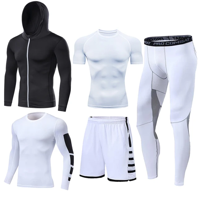 Dry Fit Men's Training Sportswear Set Gym Fitness Compression Sport Suit Jogging Tight Sports Wear Clothes 4XL5XL Oversized Male 04-5pcs per set