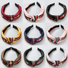 Мягкая модная женская повязка на голову с рисунком пчелы тюрбан с принтом полосатая завязанная повязка на волосы зимний модный женский головной Убор