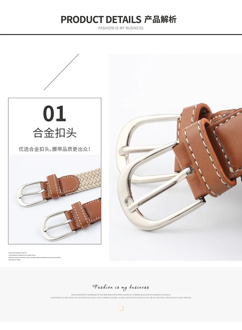 Simple and Stylish Thin Waist Belt Women Casual Elastic Waistband Canvas Buckle Braided Woven Waist Straps Dropshiping-80