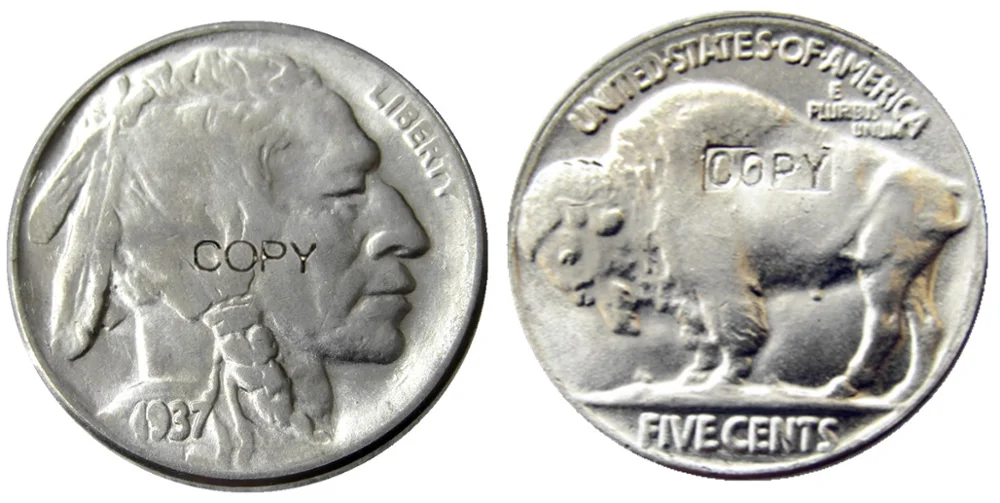 

US 1937 P,D,S Buffalo Nickel Five Cents Copy Coins