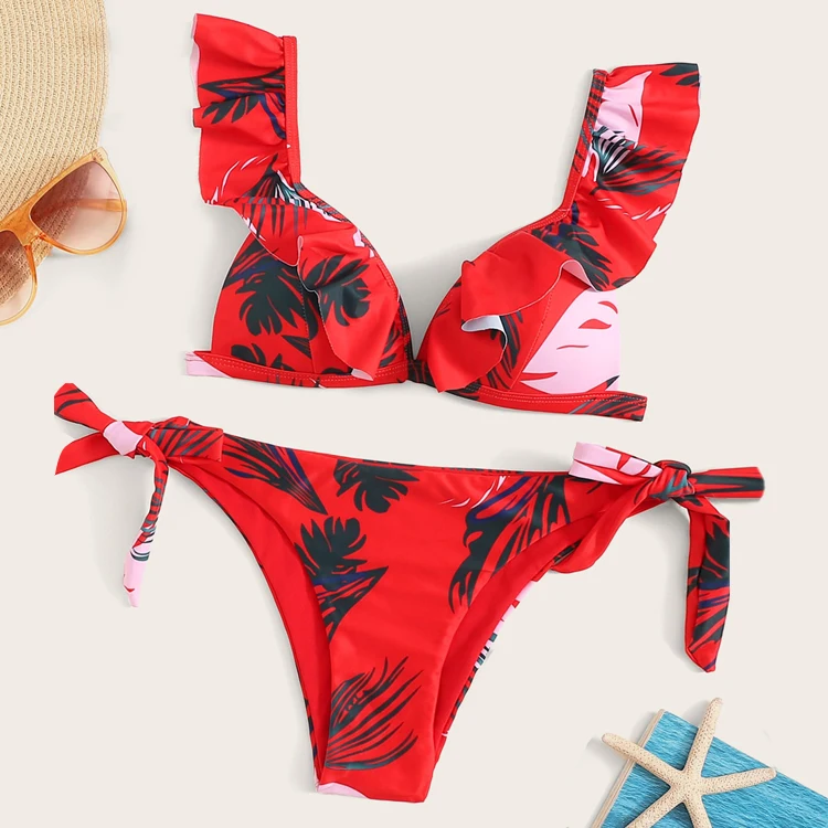 Women Brazilian Ruffle Bikini Wine Red Bikinis Low Waist Swimsuit Floral Print Bikini Set White Black Micro Bikinis Hot 8 Colors Women Brazilian Ruffle Bikini Wine Red Bikinis Low Waist Swimsuit Floral Print Bikini Set White Black Micro Bikinis Hot 8 Colors