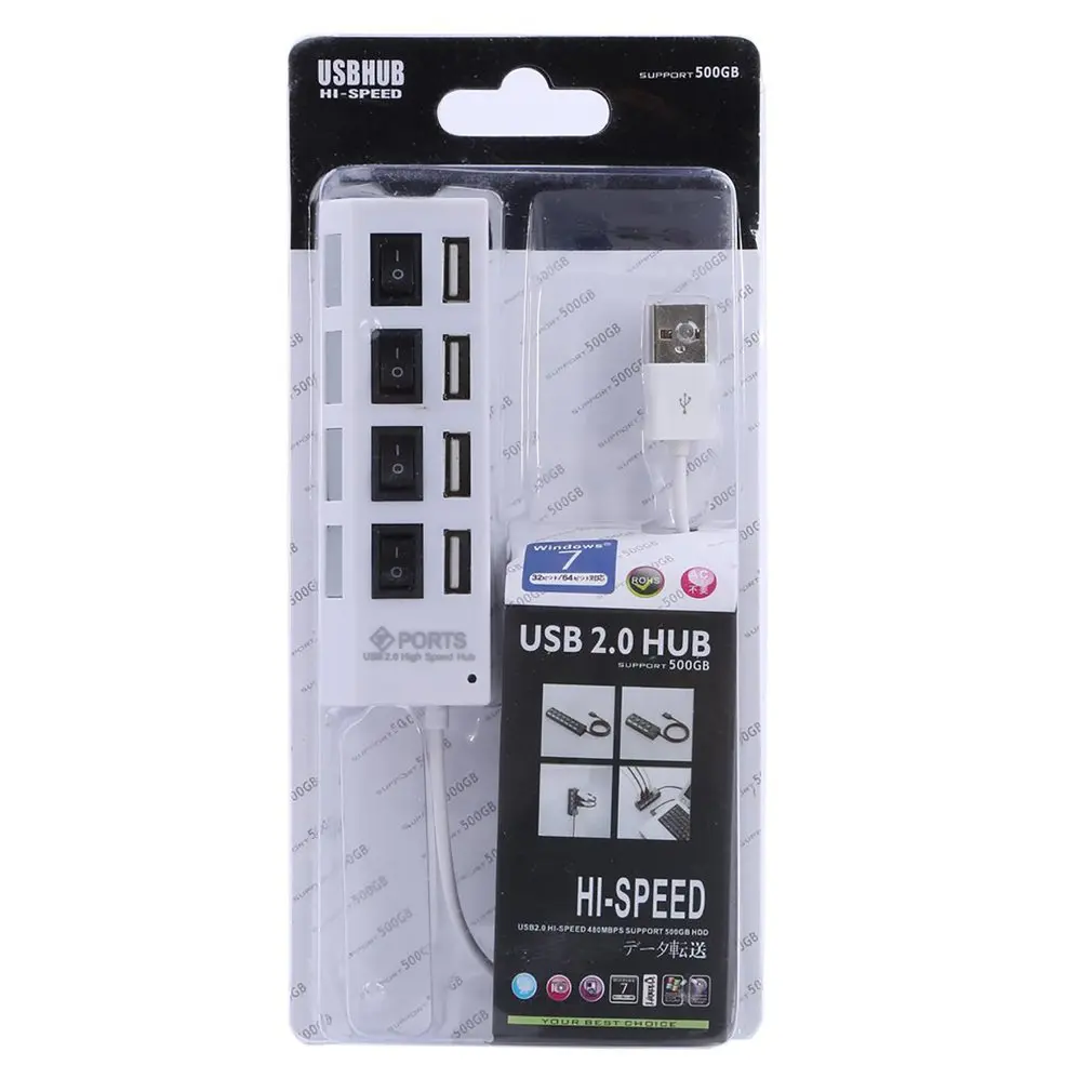 4 Порты и разъёмы Micro usb-хаб 2,0 USB высокоскоростной разветвитель 480 Мбит/с USB 2,0 концентратор светодиодный с включения/выключения для планшет ноутбук компьютер Тетрадь