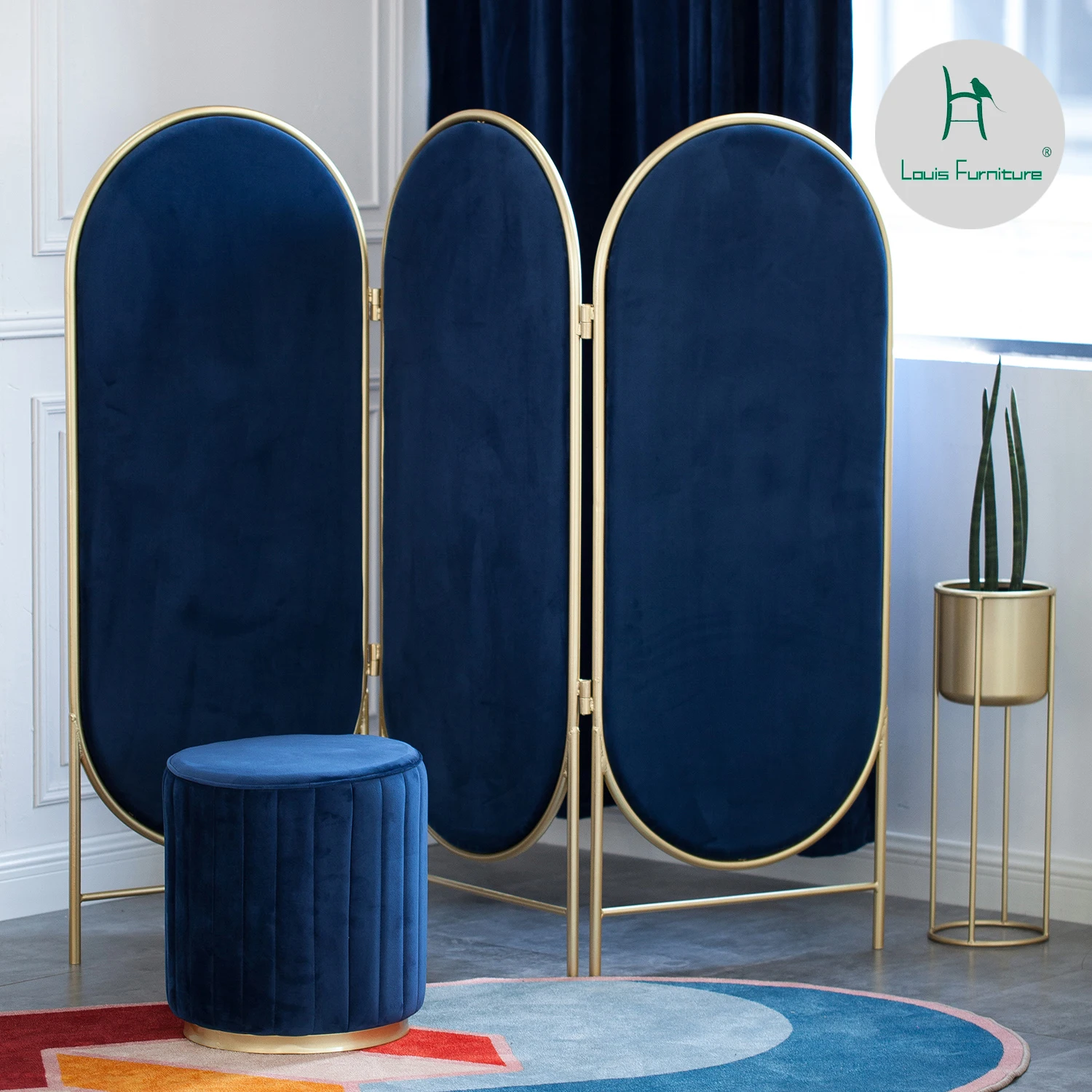 

Lightweight and luxurious Nordic landing folding movable fabric soft screen partition mini-screen