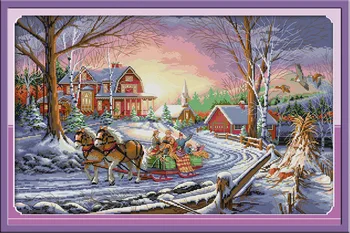 

Winter Travel DMC Counted Chinese Cross Stitch Kits Printed Cross-Stitch Set Embroidery Needlework