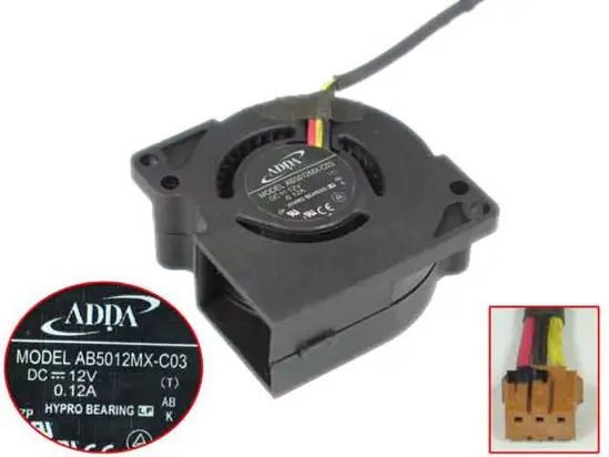 ADDA AB5012MX C03 DC 12V 0.12A 50x50x20 мм 3 провода Сервер вентилятор
