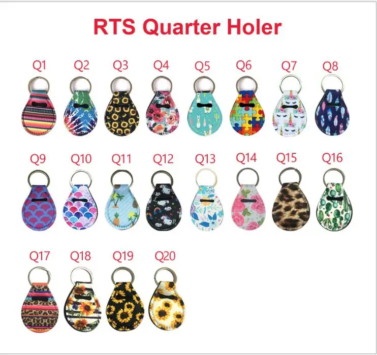 1000pcs/lot Coin Holder Chapstick Neoprene Keychain Unicorn Pattern Lip Palm Floral Print with Metal Ring | Дом и сад