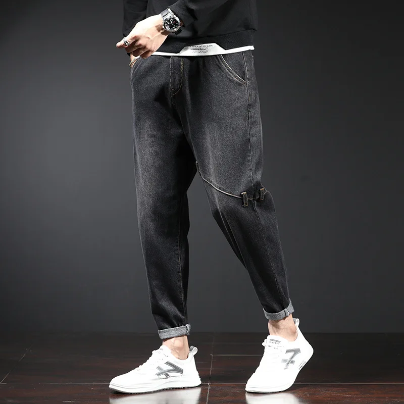 ICCLEK 2021 Fall New Jeans Men's Jeans Loose Straight Pants Harem Pants Fashion Casual Pants Jeans for Men  Mens Jeans