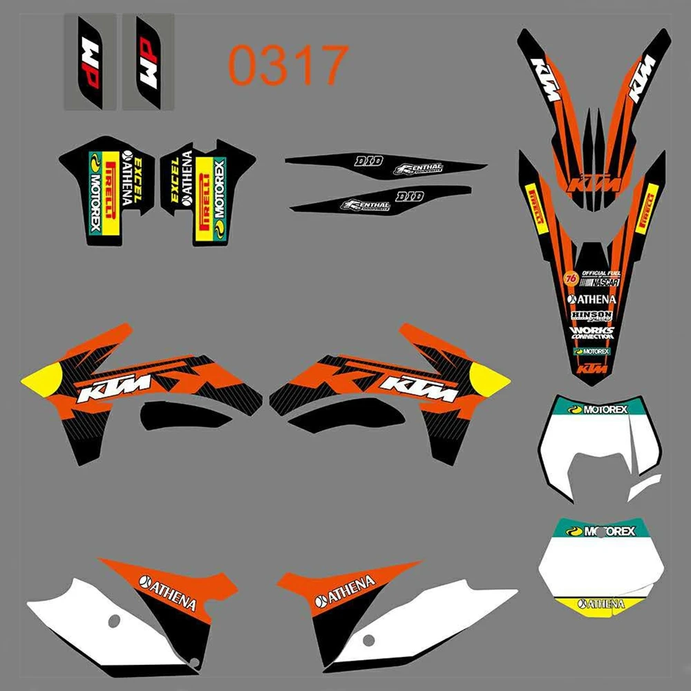 

New Full Graphics Decals Stickers Custom Number Name Glossy Bright Stickers Waterproof for KTM 125-525 SX 2011-2012