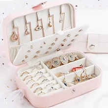 Boîte à bijoux stockage boucle d'oreille ins créatif en cuir Portable multi-couche maquillage boîte PU montre boîte porte-collier femmes cadeaux nouvellement