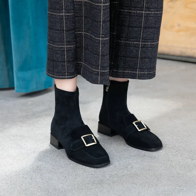 TXCNMB/женские ботинки из натуральной кожи; ботильоны с перфорацией типа «броги»; модные женские ботинки «Челси» на низком каблуке; Женская Осенняя обувь