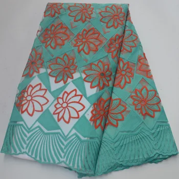 

7 colors (5yards/pc) Mint green African tulle lace fabric beautiful French net lace with embroidery for making party dress PL98