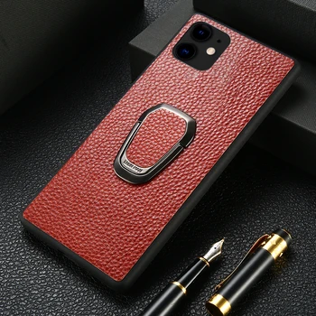 

Original Litchi Grain Leather Phone Case for iPhone 11 Pro 11 Pro Max X XS Max XR 7 8 Plus 6 6s 7 Plus Magnetic Kickstand Cover