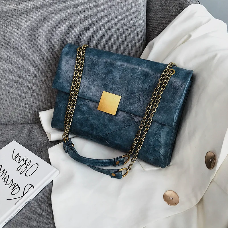 

Smooth Touch Crossbody Bag for Women 2019 Solid Color Female Messenger Bags and Handbag Metal Lock Chain Slant Purse Sac Luxe
